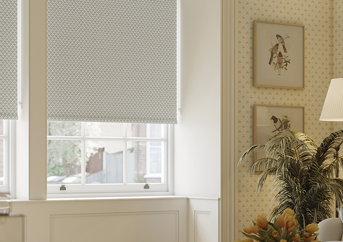 Trellis Prints, Scallop and Bud Raffs Blue - Twist&Fit Roller Blind - Image 5